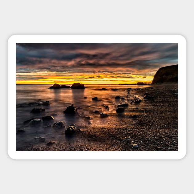 Sunrise At Seaham's Chemical Beach Sticker by Reg-K-Atkinson